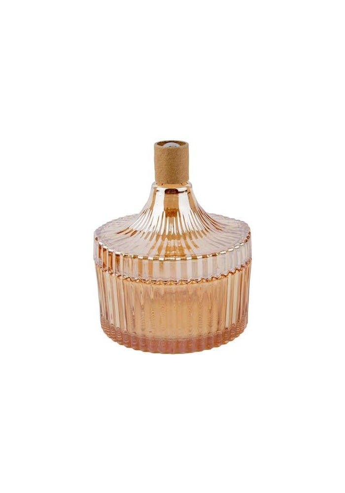 Daiso Glass Accessory Holder | Brown | 10.5 × 12.5 cm | Decorative Storage Organizer for Jewelry & Small Items - Image 1